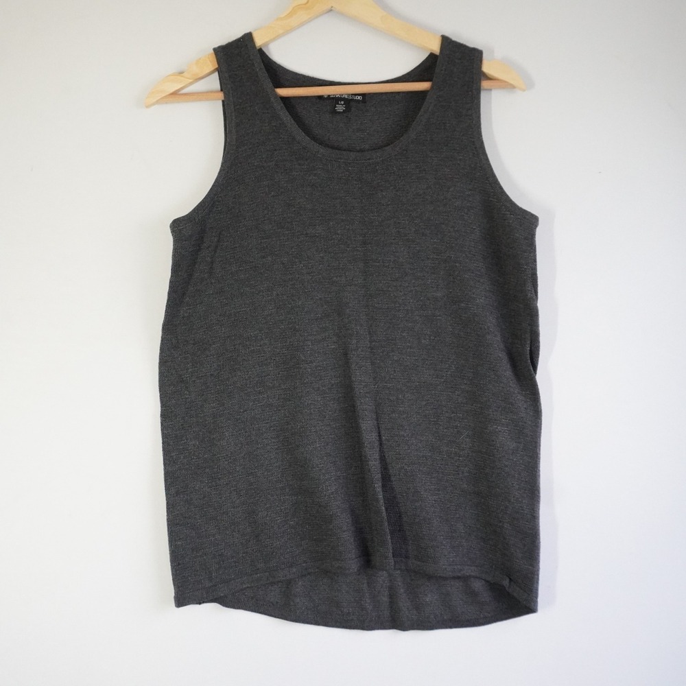 Signature‎ Studio Charcoal Gray Knit Sweater Tank Top Scoop Neck L Basic Capsule